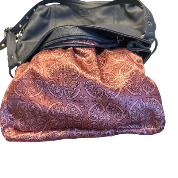 Stone Mountain Elegant periwinkle Blue Leather Shoulder Bag - Picture 5 of 6